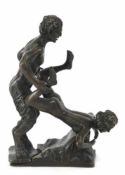 Erotische Bronze-Figurengruppe "Satyr beim Liebesspiel", Bronze, Nachguß 20. Jh., signiert