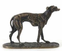 Mène, Pierre-Jules (1810 Paris- 1879) "Windhund", Original-Bronze, dunkel patiniert,