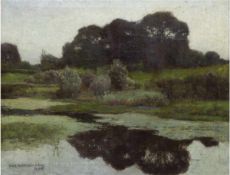 Kohlschein, Josef der Jüngere (1884 Düsseldorf-1958 Neuss) "Landschaft mit Bümen am See",