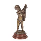 Kley, Louis (1833-1911) "Kleiner Junge beim Anziehen", Bronze, sign., H. 13 cm, Auf