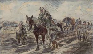 Wolf, Georg (1882 Düsseldorf-1962 Uelzen) "Verwundete Soldaten", Mischtechnik, WVZ-Nr. 96,