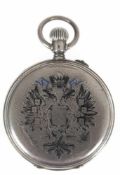 Taschenuhr, Nikolaus II. von Russland-Geschenktaschenuhr, 3 Deckel 875/84 Zolot. Silber,