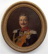 Hilgert, C. "Porträt Wilhelm II. in Uniform", Öl/Lw., sign. u.l. und dat. 1915, 60x50 cm,