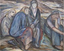 Expressionist 20er Jahre "Vier Frauen in Landschaft sitzend", aus der Sammlung Roselius,