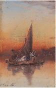 Pascal, Paul (1832-1903/1905) "Orientale Segelboote in der Abenddämmerung",