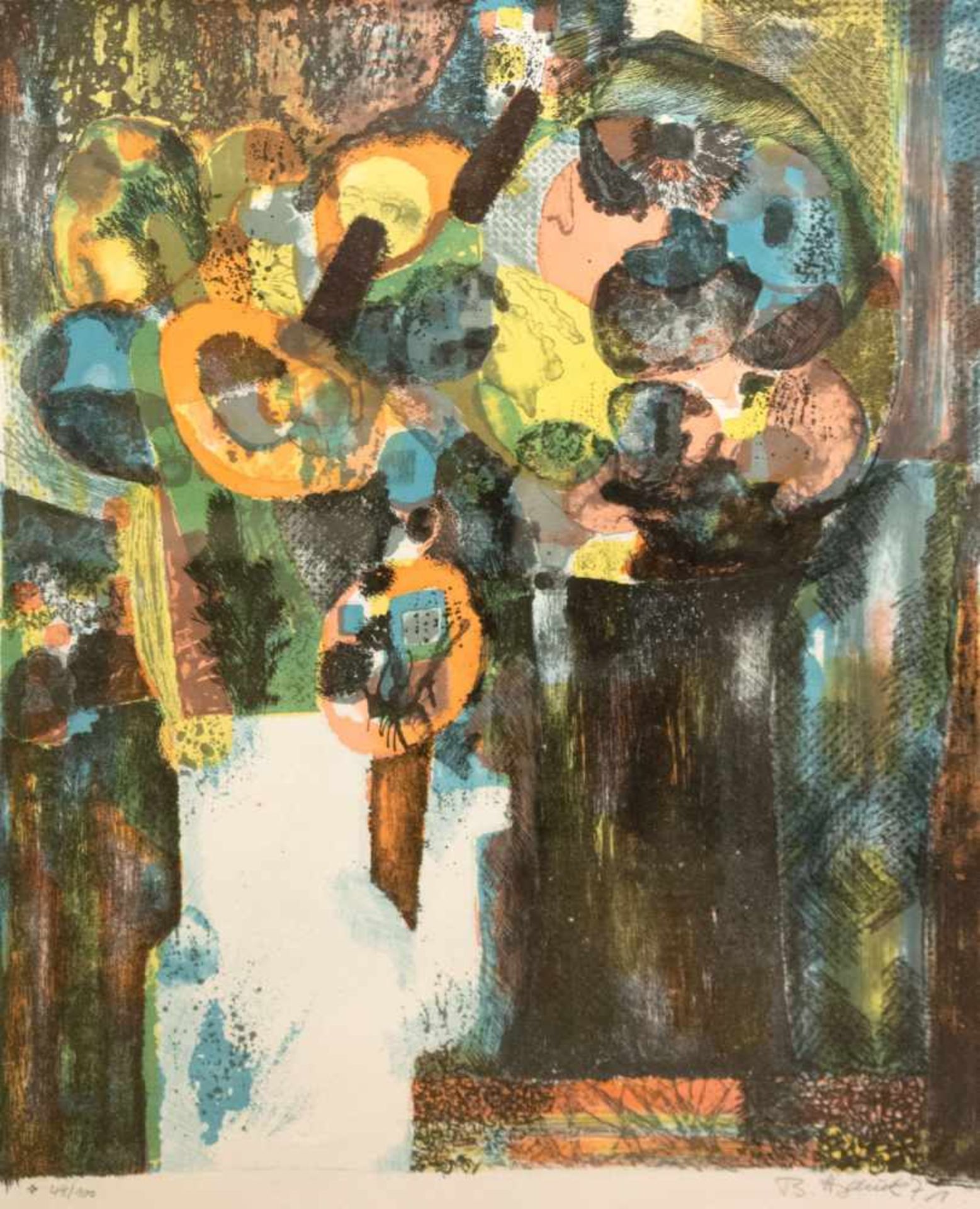 Heyduck, Brigitta (1936-) "Abstrakte Komposition", Farblitho., 63,5x447 cm, hinter Glas - Image 2 of 3
