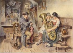 Kauffmann, Hugo (1844 Hamburg-1915 Prien/Chiemsee) "Junge Musikerin an der Tuba",