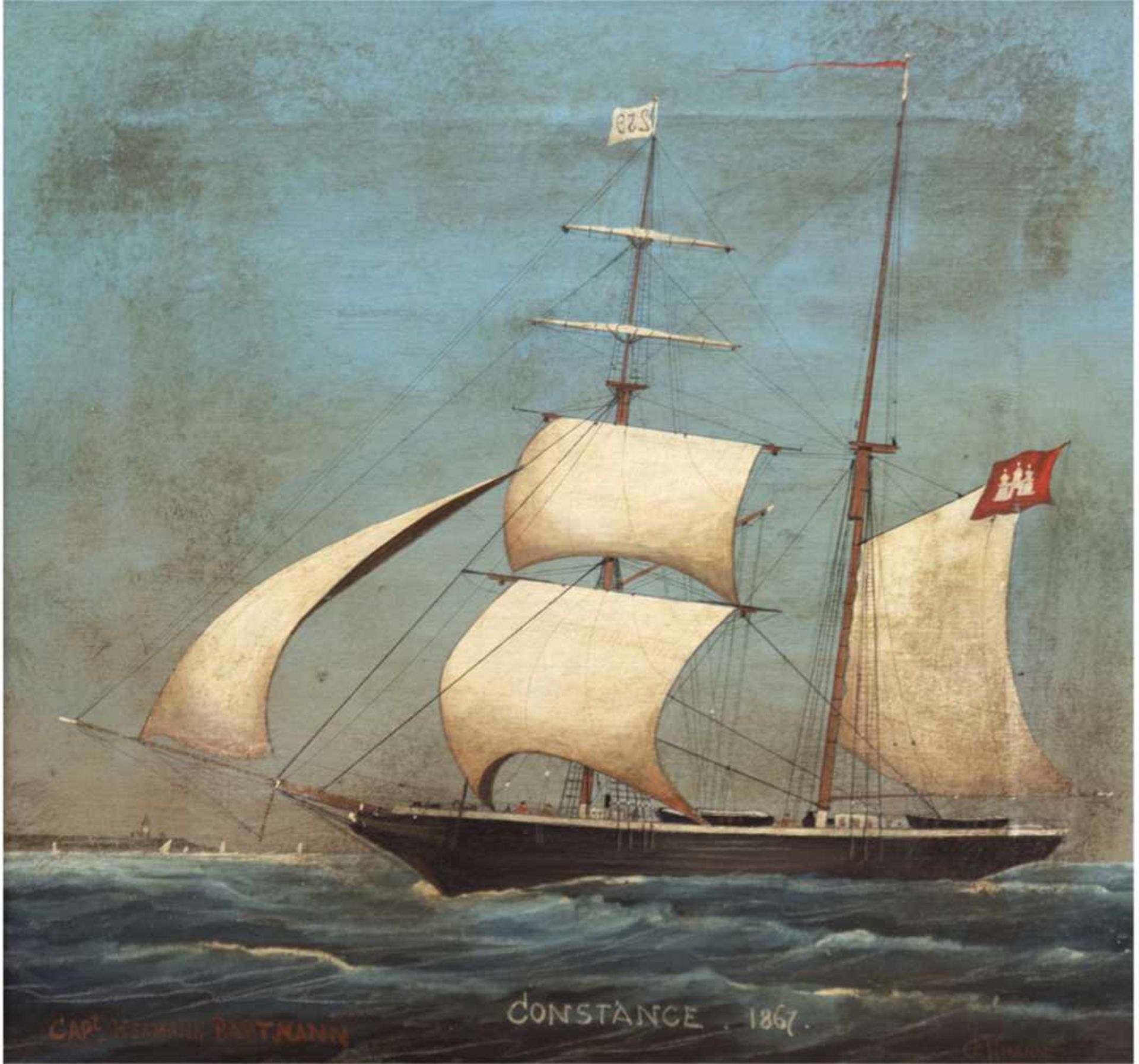 Kapitänsbild "Schiffsporträt der Constance 1867- geführt vom Kapitän Hermann Bartmann",