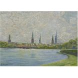 Clausen, H. (20. Jh.) "Hamburg von der Alster gesehen", Öl/Lw., sign. u.l., 30x40 cm,