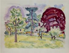 Hauptmann, Ivo (1886 Erkner-1973 Hamburg/Dresden) "Parklandschaft mit rotem Baum",