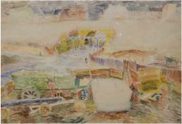 Mahlau, Alfred (1894-1967) "Stadtrand", Zeichnung/Aquarell, monogr. u. dat. 2/22,