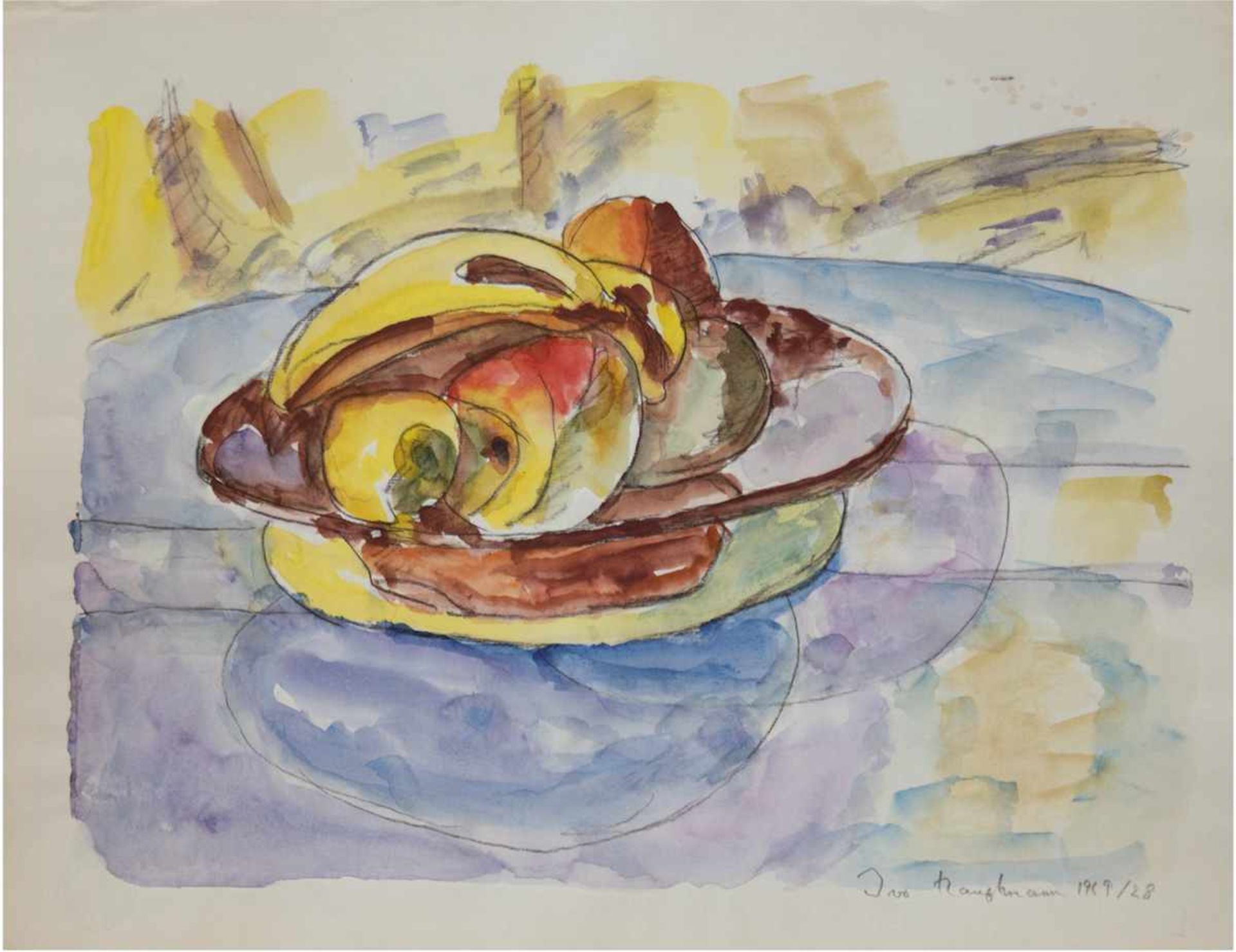 Hauptmann, Ivo (1886 Erkner-1973 Hamburg/Dresden) "Obststilleben", Aquarell, handsign. u.