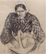 Wagner, Louise M. (1875-1950) "Porträt einer älteren Frau", Porträtstudie auf Front- und