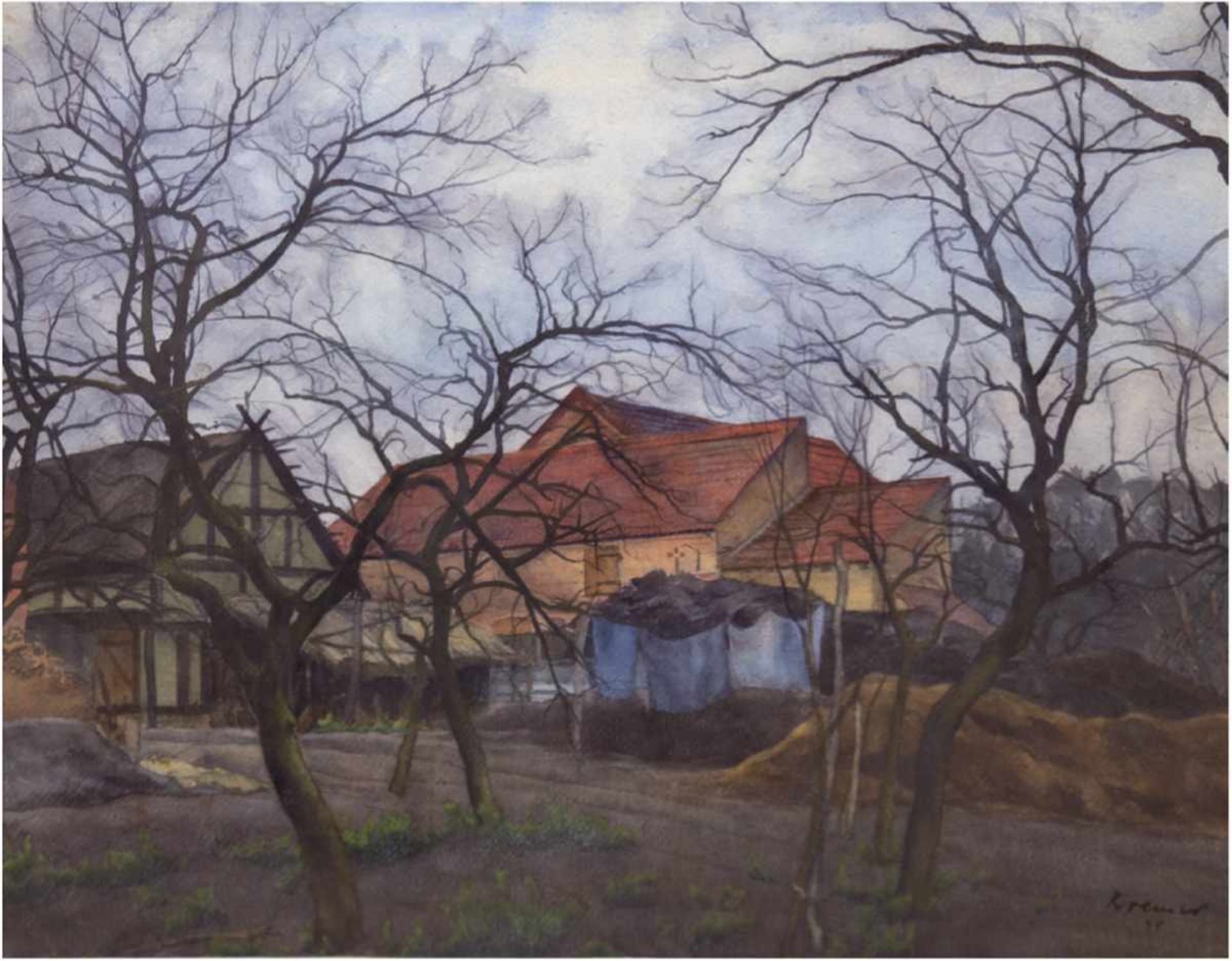 Bremer, Hans (1885 Berlin-1959 Berlin) "Bauernhof in der Mark - Blankensee bei Trebbin",