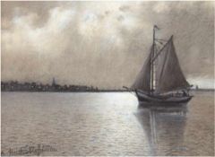 Reich-Staffelstein, Prof. Alexander (1878-1952) "Segelboot in einer Mündung",