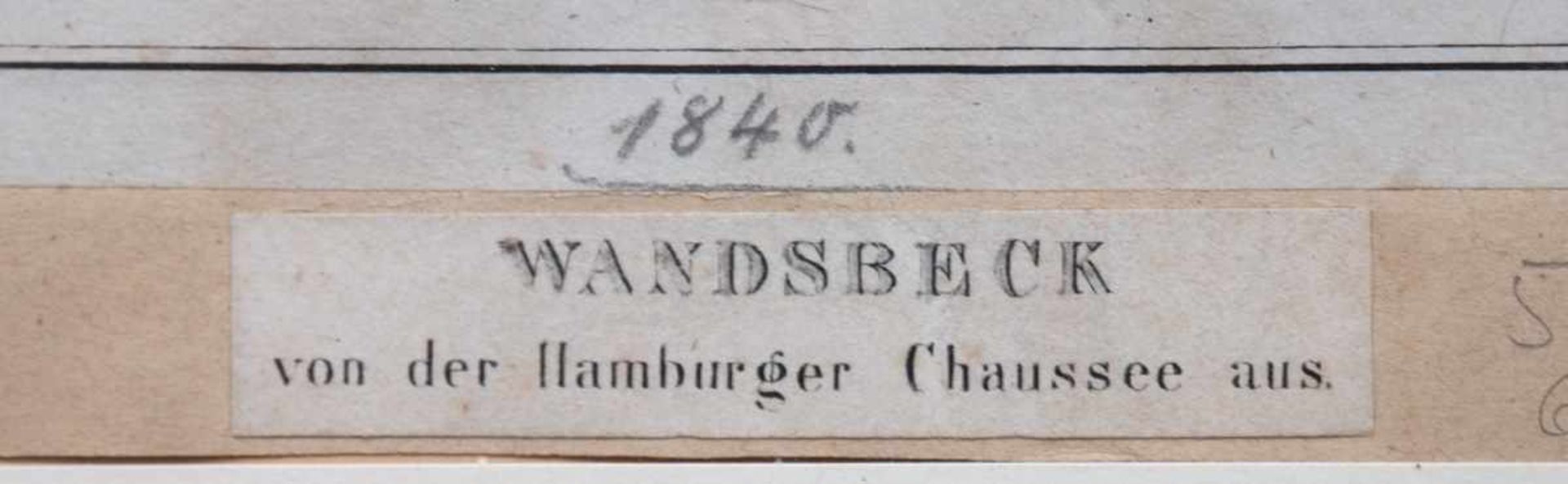"Wandsbeck von der Hamburgr Chaussee aus", Grafik, dat. 1840, Gebrauchspuren, 22x26 cm, im - Image 3 of 3