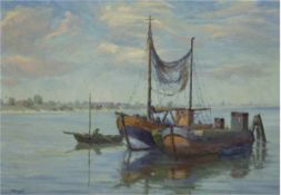 Vogel, Willy (1910 Aumund/Fähr-1987 Teufelsmoor) "Fischerboote auf der Weser",