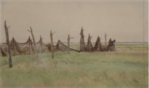 Venzmer, Erich (1893 Rostock-1975 Schwerin) "Fischernetze", Aquarell, monogr. u.r. und