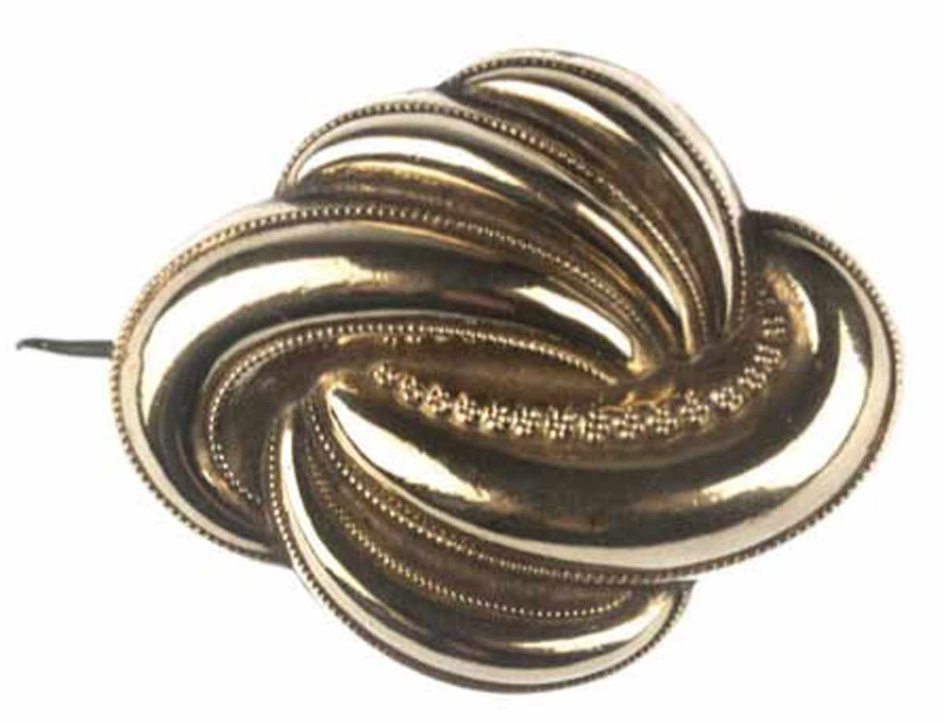 Biedermeier-Brosche mit Öse, um ca. 1850, Schaumgold, Silber, verbödet, Maße ca. 4,0 x 3,3