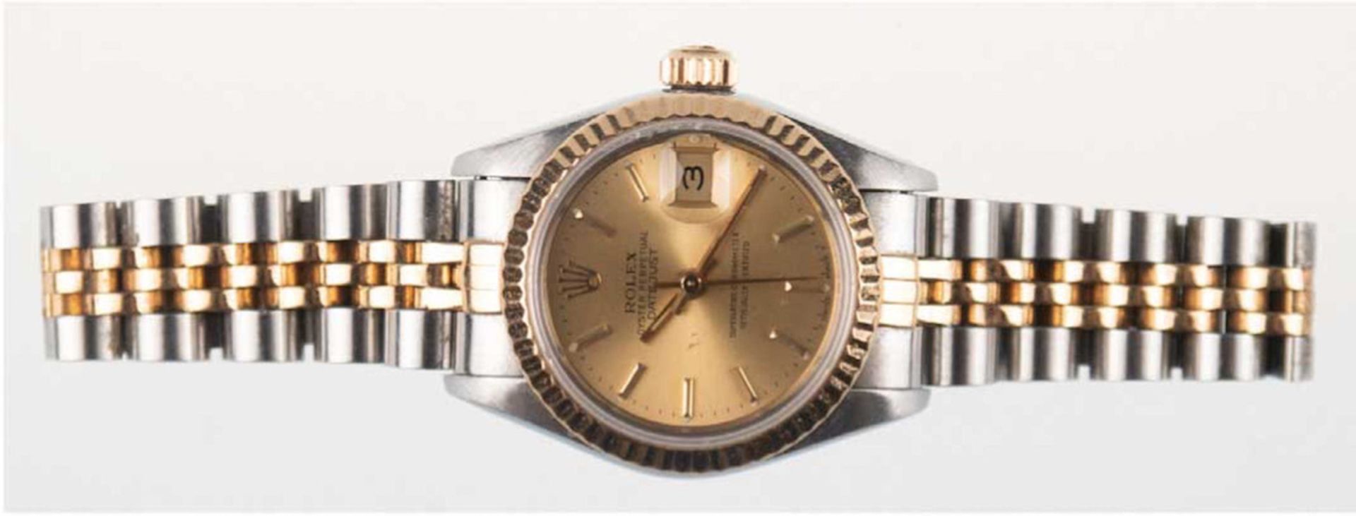 Rolex-Damenarmbanduhr "Oyster Perpetual Datejust", Automatic, Stahl/Gelbgold, goldfarbenesZif