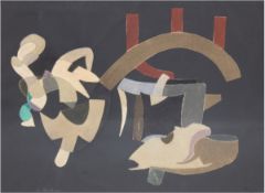 Aereboe, Albert (1889 Lübeck-1970 Lübeck) "Abstrakte Komposition", Collage,Aquarell/Papier,