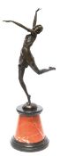 Bronze-Figur "Art Deco-Tänzerin", Nachguß 20. Jh., bezeichnet "B.Zach", A 7255, braunpatini