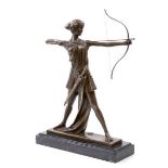 Bronze-Figur "Diana mit gespanntem Bogen und Schwert", Nachguß 20. Jh., signiert "F.D.Paris"