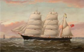 Yorke, William Howard (1847-1921) "Kapitänsbild mit englischer Dreimastbark auf See",Öl/Lw.