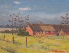 Brandgaard-Andersen, Alfred (dänischer Landschaftsmaler, geb. 1901 in Aarhus)"Bauerngehöft