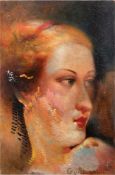Gluckmann, Grigory (1898 Wizebsk, Belarus-1973 Los Angeles) "Porträt einer Dame"Öl/Karton,