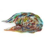 Murano-Schale, polychrome Farb- und Silbereinschmelzungen, asymmetrische Form, 5,5x21x19cm