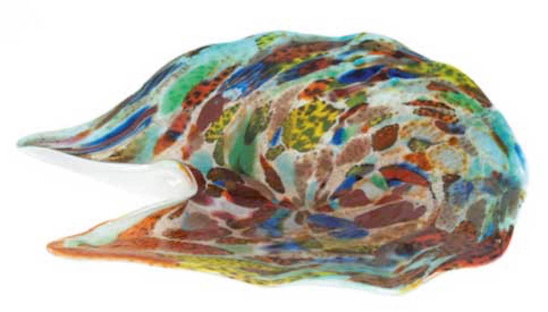 Murano-Schale, polychrome Farb- und Silbereinschmelzungen, asymmetrische Form, 5,5x21x19cm