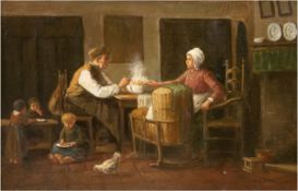 Israels, Jozef (1824 Gronningen/Niederlande-1911 Den Haag) "Kartoffelessen", Öl/Lw., 2Hinter