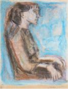 Jüchser, Hans (1894 Chemnitz-1977 Dresden) "Sitzende junge Frau im Profil", Pastell, sign.u.