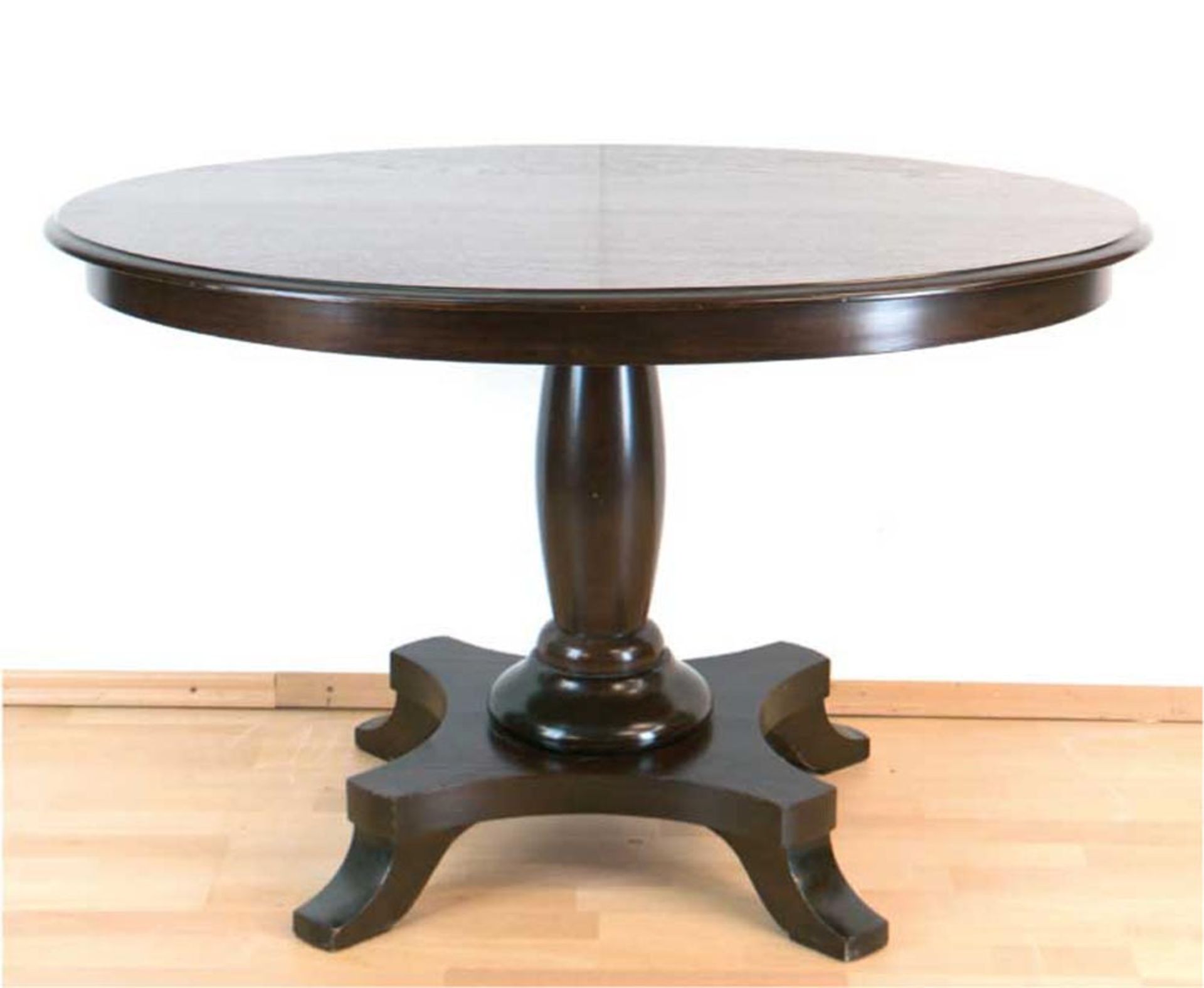 Biedermeier-Tisch, Mahagoni, über 4-passig eingebogter Fußplatte Balustersäule und ovalePl - Image 2 of 2