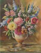 "Stilleben mit Sommerstrauß in Vase", Öl/Lw., unsign., 44x33,5 cm