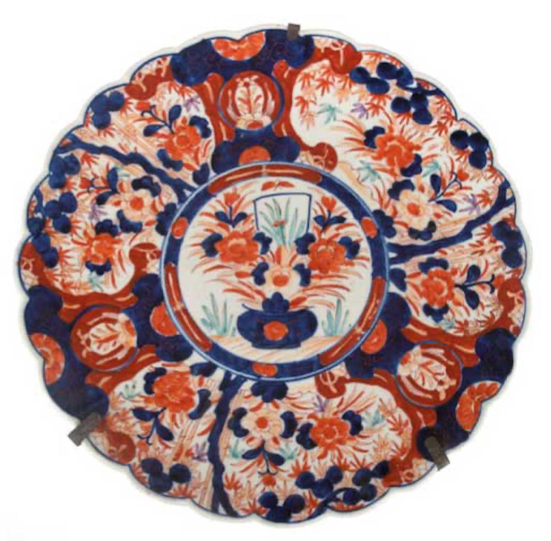 Imari-Platte, Porzellan, Japan, Meiji-Periode, 19. Jh., mit einem Imari-Muster von Vase inzen