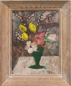 Meyboden, Hans (1901-1965) "Stilleben mit Blumenstrauß in Vase", Öl/Hartfaser, monogr.u.r.