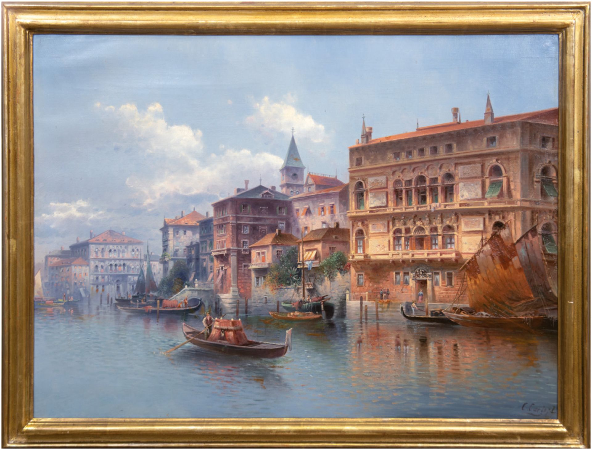 Carlo, C. (alias Karl Kaufmann (1843 Neuplachowitz-1901 Wien) "Ansicht von Venedig",Öl/Lw.,
