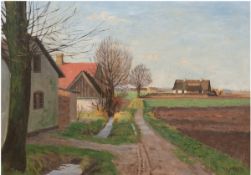 Mau, V. "Landweg am Gehöft", Öl/Lw., sign. u.r., 50x70 cm, Rahmen