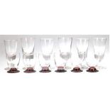 12 Gläser, davon 6 mit braunem Fuß und farbloser Kuppa, H. 8,2 cm und 6 Weingläser,farblos