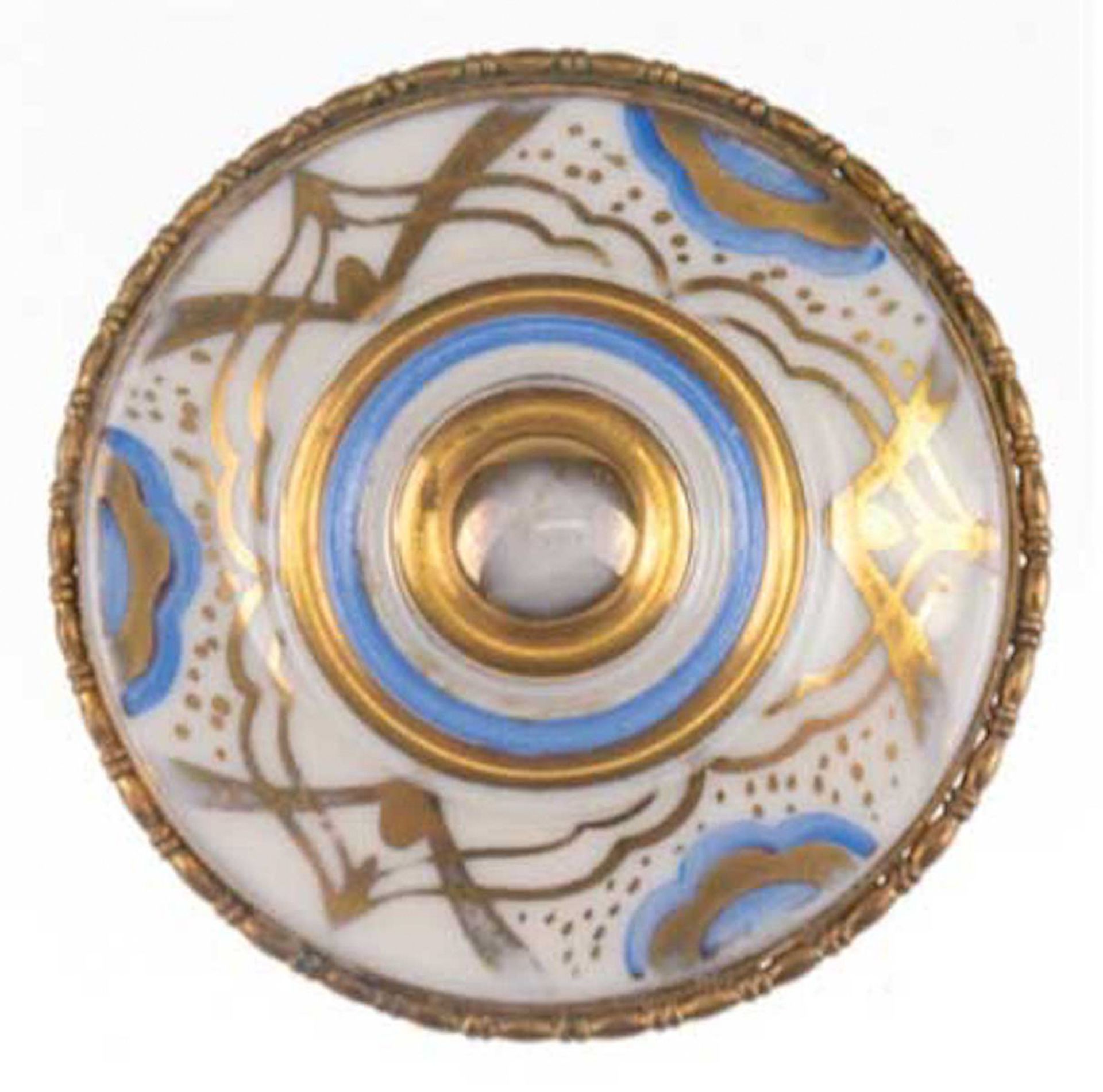 Brosche, Rosenthal-Porzellan, vergoldet, Durchmesser 4,5 cm