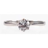 Ring, Platin, besetzt Brillant von ca. 0,25 ct. in durchbrochener Fassung, RG 52