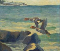 Rydeng, Leif (1913-1975) "Fliegende Enten über der Ostsee", Öl/Lw., monogr. u.r. und dat.'3