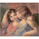 "Porträt zweier Kinder", Öl/Lw., undeutl. sign.u.r., 45x45 cm, Rahmen