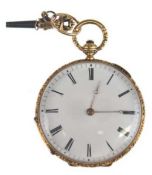 Taschenuhr "C. Loup", Ende 19. Jh., 2 Deckel 18 ct GG, Rückseite fein ziseliert, 2spielende