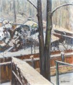Hochheimer (Impressionist) "Kapelle im Winterwald", Öl/Lw., sign. u.r., 49x40 cm