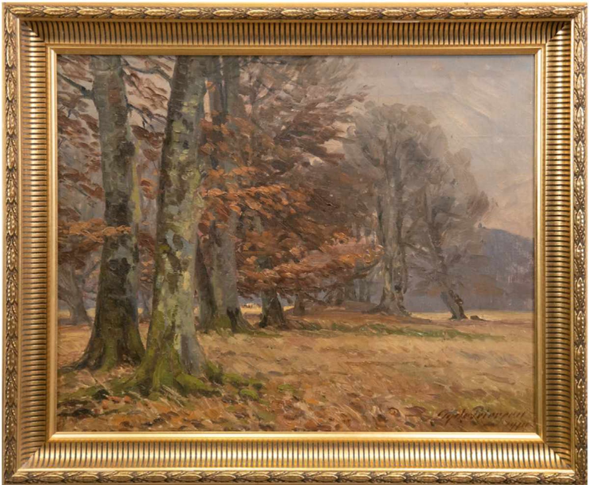 Petersen, Hans Gyde (1862-1943) "Am Waldrand", Öl/Lw., sign. u.r., 51x64 cm, Rahmen