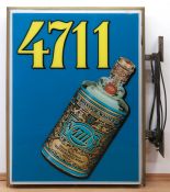 Werbeschild "Kölnisch Wasser 4711", Kunststoff im Messingrahmen, mit Beleuchtung (nicht geprüft),