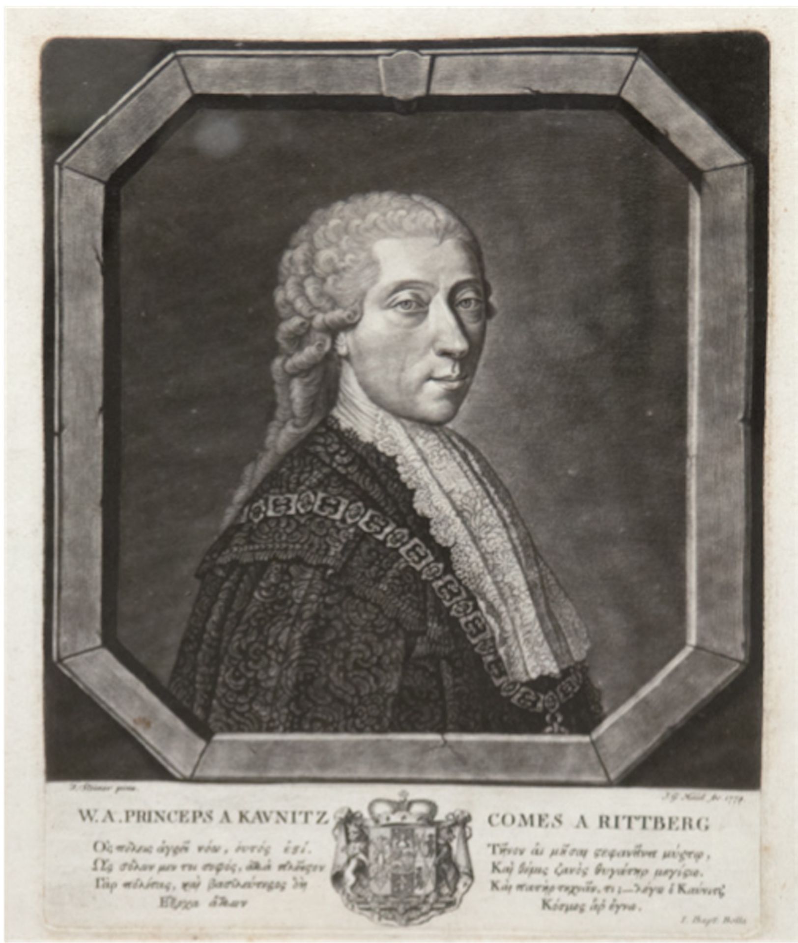 Haid, Johann G. (1710-1776) "Porträt des Prinzen Wenzel Anton Kaunitz-Rietberg",Kupferstich